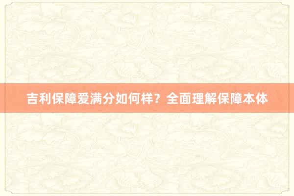 吉利保障爱满分如何样？全面理解保障本体